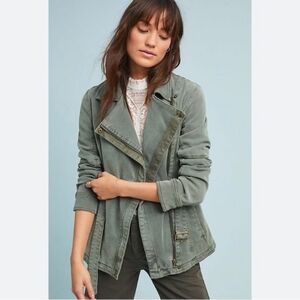 Linen Blend Moto Jacket